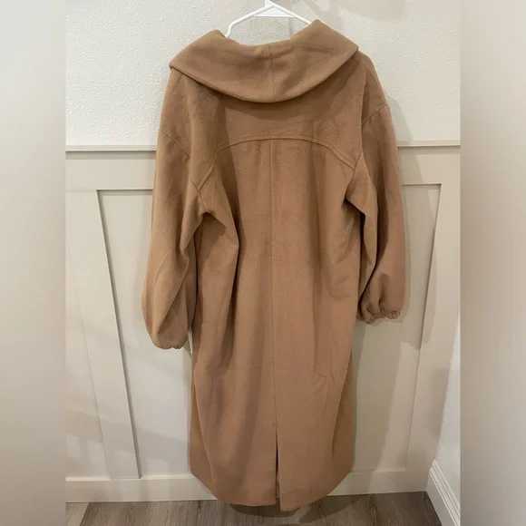 NWT For Love And Lemons Sadie Fleece Coat Long Tan Brown Fall - Picture 14 of 16